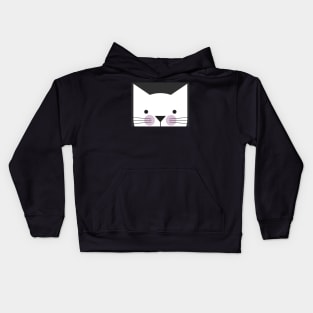 Peek-a-Boo Kitty, Black and White with Lavender Cheeks Kids Hoodie